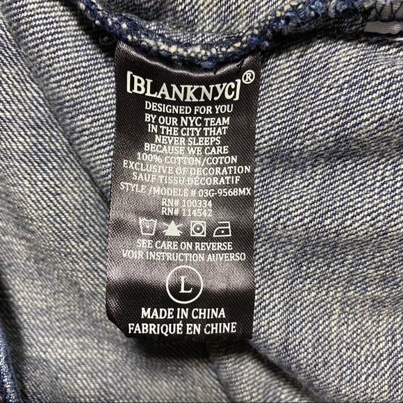 Blank NYC Distressed Floral Denim Jean Jacket - Picture 13 of 16